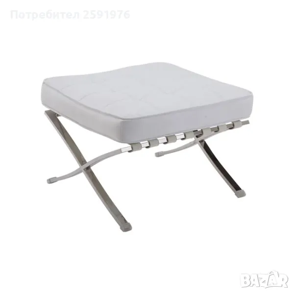 Дизайнерска табуретка BARCELONA, черна или бяла еко кожа и хром, ПРОМО, снимка 1