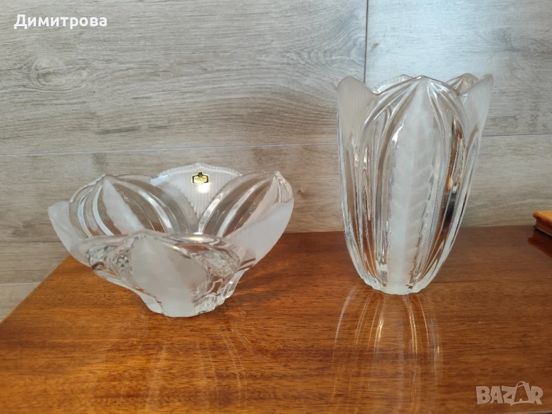 Кристални купи и ваза , снимка 1