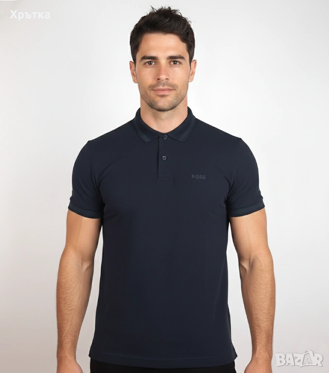 Hugo Boss Pio 1 - Оригинална мъжка тениска с яка размер S, снимка 1