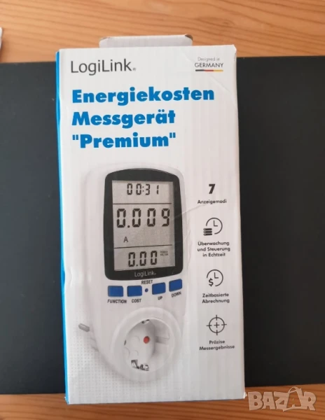 Енергометър LogiLink „Premium“ – измервател на разхода на електроенергия, снимка 1