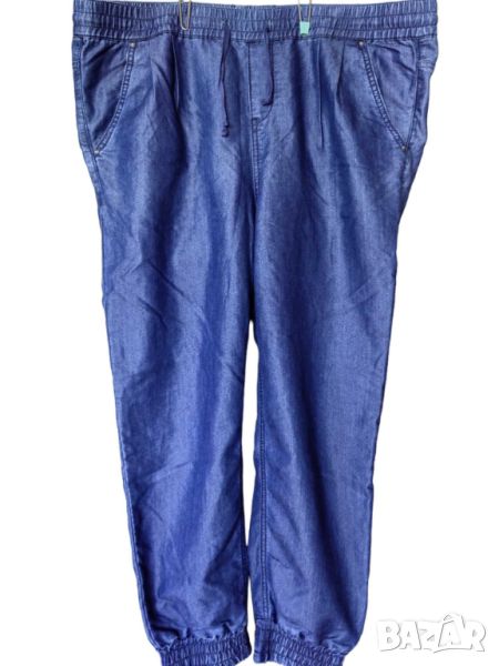 Дамски панталон от деним с връзки, Тъмносин, 96x51 см, 44, снимка 1