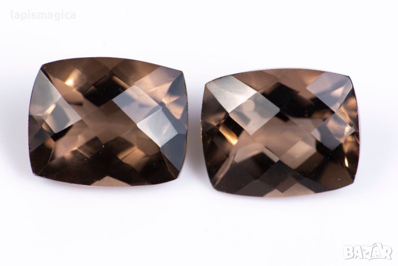 Чифт опушен кварц 7.83ct cushion шлифовка №3, снимка 1