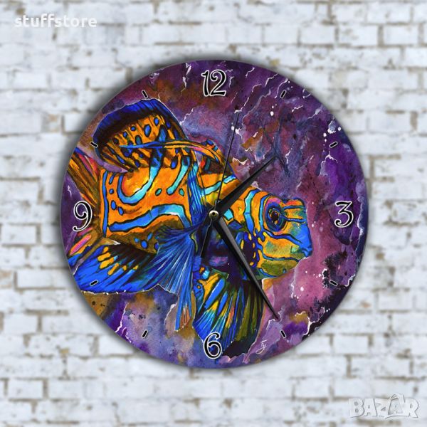Стенен Часовник - Арт Красива Пъстроцветна Риба, снимка 1