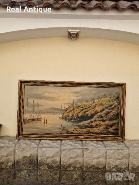 Страхотна антикварна майсторска авторска картина масло върху платно , снимка 1
