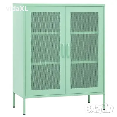 vidaXL Шкаф за съхранение, мента, 80х35х101,5 см, стомана（SKU:336176, снимка 1