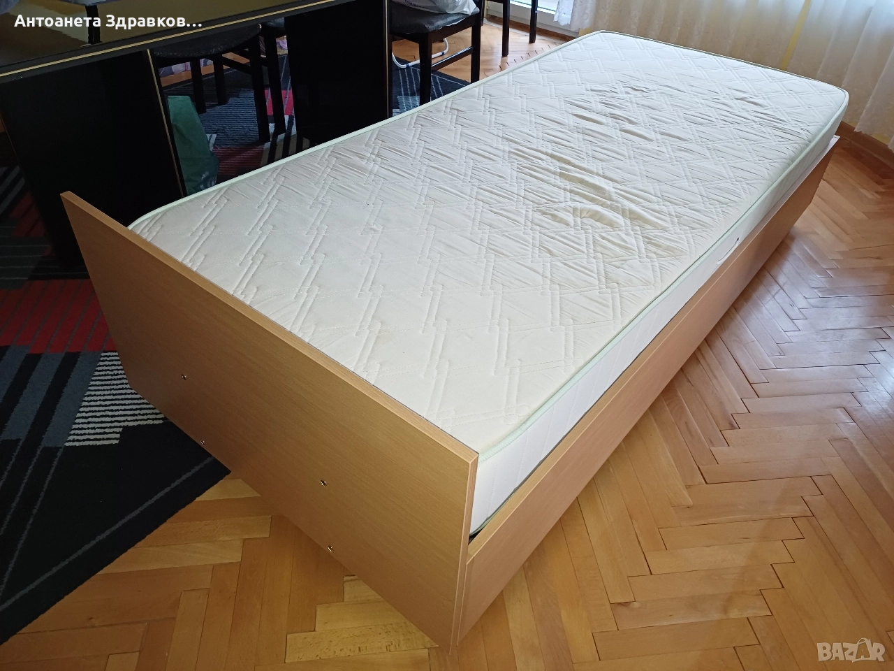 Единично легло с матрак и подматрачна рамка, снимка 1