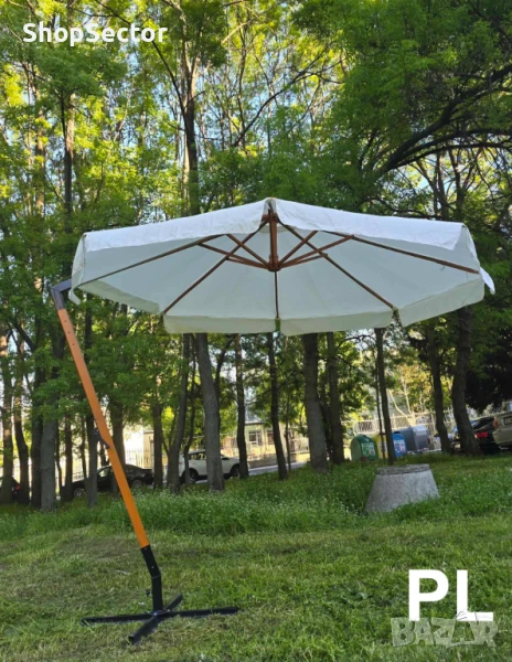 Градински чадър с метална стойка 3Х3М, снимка 1