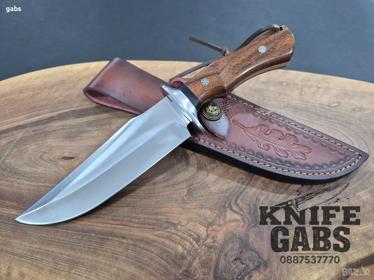 Ръчно изработен ловен нож с кожена кания,LN434, снимка 1