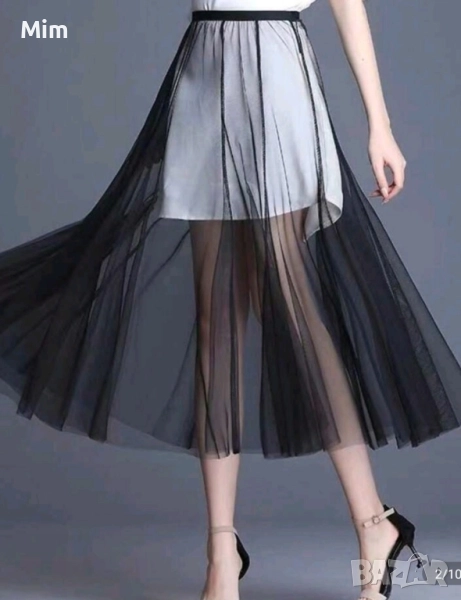  Резервирани Черна прозрачна дълга пола , снимка 1