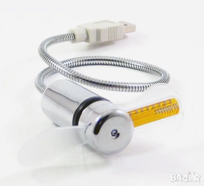 USB вентилатор с холограмен LED часовник и термометър , снимка 1