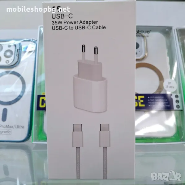 35W зарядно адаптер USB C+кабел Type C to Type C , снимка 1