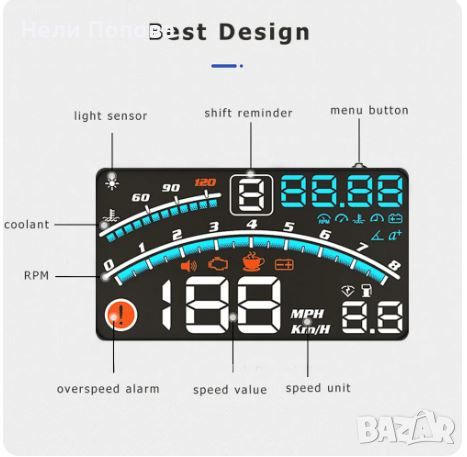 OBDII Head Up дисплей за автомобил, снимка 1
