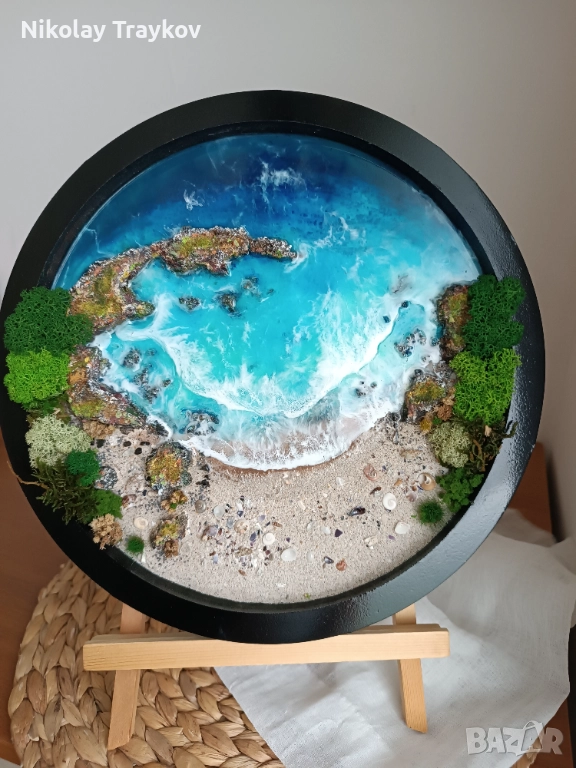 Ръчно изработено пано с естествени материали, скандинавски мъх и епоксидна смола, снимка 1