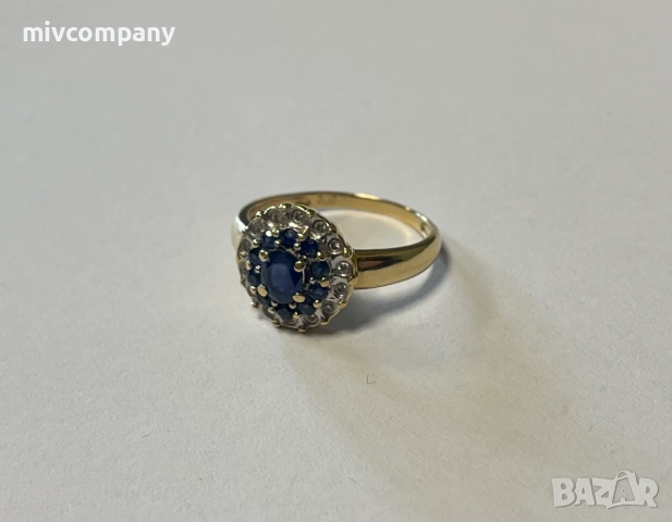 Златен пръстен с диаманти 4.02гр.18К+сертификат, снимка 2 - Пръстени - 53636185