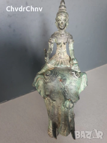 20см-3кг азиатска фигура/тайландска бронзова скулптура/статуетка на войн върху слон, снимка 6 - Статуетки - 53691466