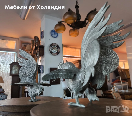 Двойка петли от посребрен калай, снимка 6 - Антикварни и старинни предмети - 53084075