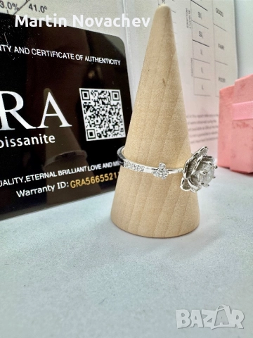 Сребърен пръстен с мойсанит (Диамант) 0.5 карата, снимка 4 - Пръстени - 52370503