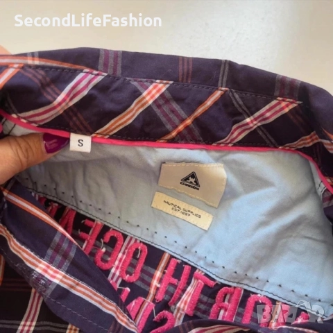 Дамска карирана риза GAASTRA North Ocean Crossing, размер S лилава с копчета, снимка 5 - Ризи - 52516570