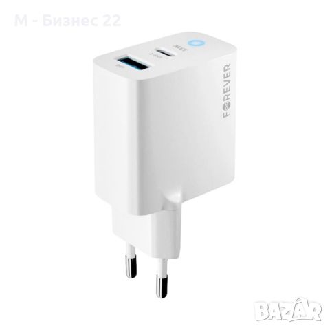 Зарядно TC-06-33AC GaN PD QC 1xUSB-C  1xUSB 33W, бяло - Forever, снимка 3 - Друга електроника - 45401390