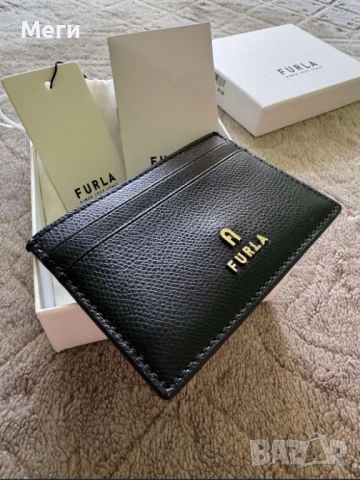 FURLA - Калъф за карти естествена кожа, снимка 2 - Портфейли, портмонета - 51545317