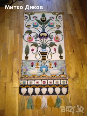 Пано за стена винтидж 44х92см с ресните Wall tapestry fibre handing woven, снимка 2 - Пана - 51084034