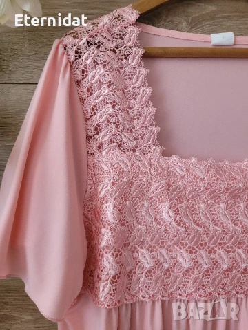  Нова розова блуза с дантела , снимка 2 - Тениски - 50656117