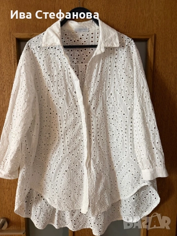 Нова универсален one size  бяла елегантна риза 100 % памук памучна рязяна дантела Италия Italy 