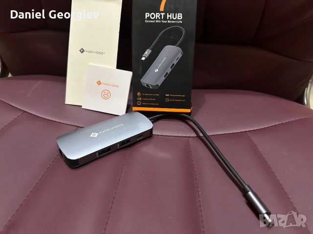 Нов USB Хъб 7 в 1 Novoo трансфер на данни със скорост 5 000 Mbps зареждане и прожектиране