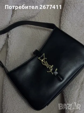 Черна кожена чанта YSL , снимка 2 - Чанти - 48536807