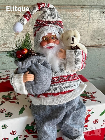 Голям Дядо Коледа с торба и мече - Атмосфера, уют и празничен стил, снимка 3 - Декорация за дома - 52572393