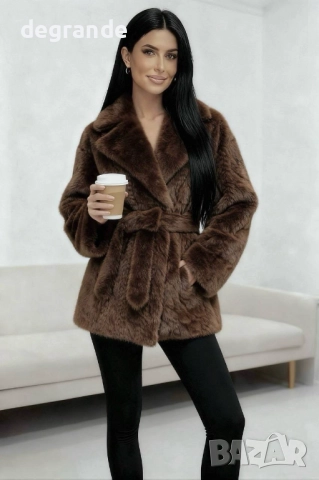 Елегантно дамско палто налично в Черно и Кафяво