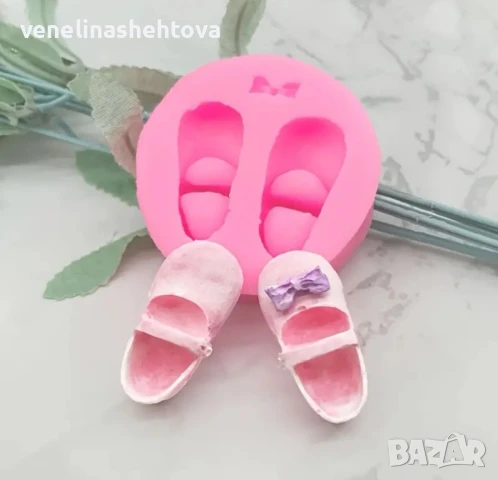 Детски бебешки обувки с панделка Силиконов молд форма за гипс смола фондан за декорация на торта 