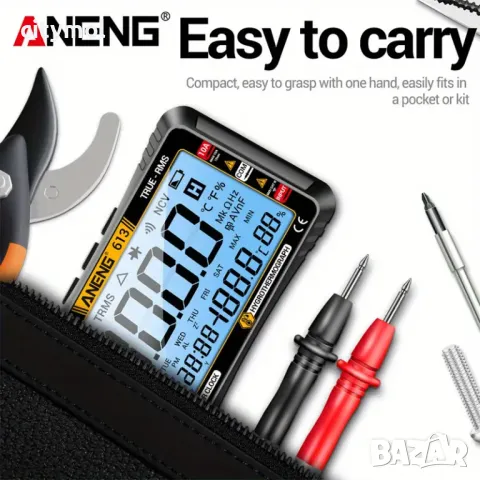 Автоматичен цифров мултицет ANENG 613, 4.5" дисплейAC/DC, ток, честота, съпротивление. С термохигром, снимка 6 - Други инструменти - 49673294
