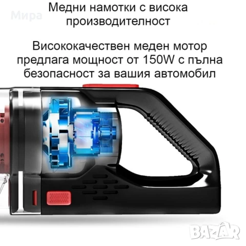 Автомобилна прахосмукачка SONRU 7000Pa с мощност 150W, снимка 8 - Аксесоари и консумативи - 50542848