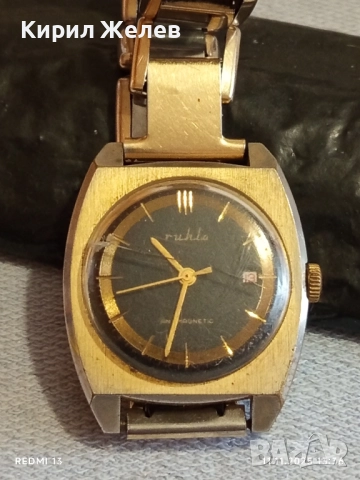 Стар механичен часовник дамски RUHLA ANTI-MAGNETIC GERMANY работи позлатен 51512, снимка 8 - Антикварни и старинни предмети - 52375785
