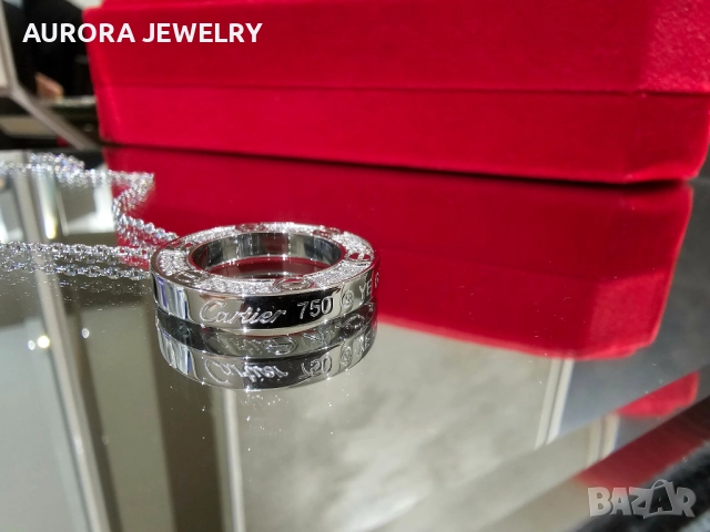 CARTIER Love White Gold Large Paved Diamonds Pendant Дамскo Колие, снимка 5 - Колиета, медальони, синджири - 52870330