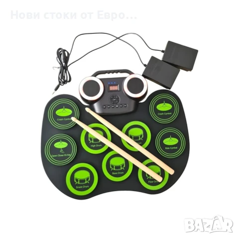 Комплект от 9 електронни стерео цифрови силиконови барабана,с педали,9подложки за барабани, снимка 6 - Ударни инструменти - 51060371