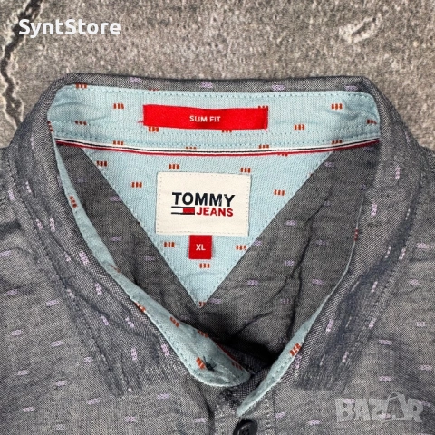 Спортно-елегантна риза Tommy Jeans / Томи Хилфигер - XL - Памук - Сив десен, снимка 3 - Ризи - 53374203