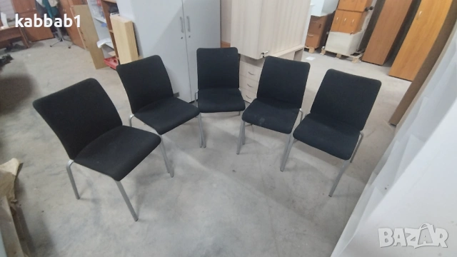 Стол - посетителски офис столове текстилна дамаска 5бр - метални крака, снимка 4 - Столове за офис - 53477304