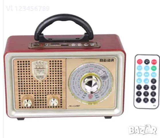 Ретро( Винтидж)Радио Meier M-110BT FM, Bluetooth USB SD AUX, снимка 4 - Bluetooth тонколони - 48034137