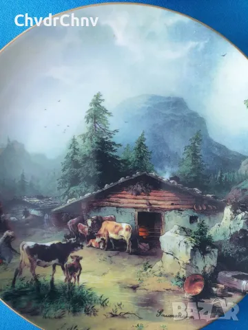 4бр Wilhelmsburg австрийска колекционерска декоративна порцеланова чиния-картина/селски пейзажи, снимка 5 - Картини - 48126466