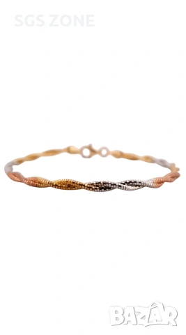 Нежна сребърна гривна от Италия с позлата и родиево покритие, снимка 3 - Гривни - 53095669