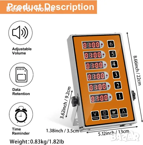 Шест канален кухненски таймер-дигитален с функция напомняне YOOYIST, снимка 3 - Обзавеждане на кухня - 50045364