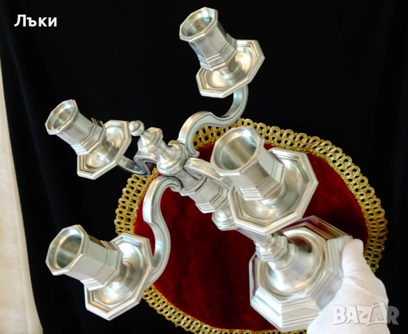 Christofle свещник четворка от калай 1.7 кг.,модел Cluny. , снимка 4 - Антикварни и старинни предмети - 51571324
