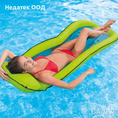 Надуваем дюшек с мрежа Intex, 1.78х94 см, Зелен/Черен, снимка 4 - Басейни и аксесоари - 46835881