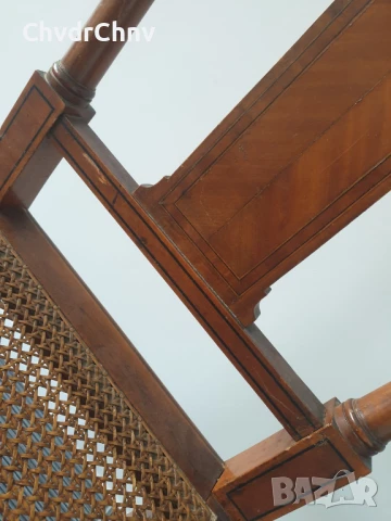 Френски ретро дървен стол с ратанова седалка 95см, снимка 8 - Столове - 50868826