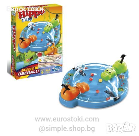 Детска игра Hasbro Gaming Hippo Flipp Kompakt, играчка Гладни хипопотамчета