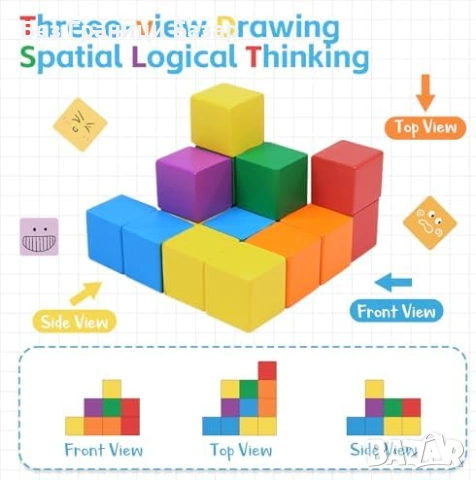 Нови Дървени кубчета за броене Монтесори образователна играчка дете 1+, снимка 5 - Образователни игри - 53839871