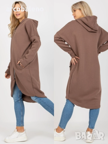 Дамски дълъг преходен суичър с качулка и цип Tina, 5цвята , снимка 10 - Суичъри - 52930321