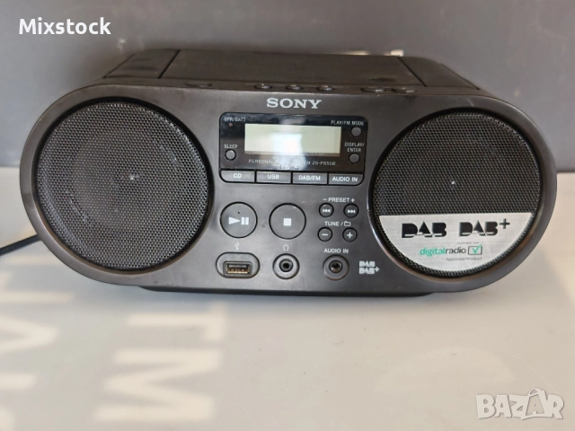 Sony ZS-PS55B Boombox CD Радио, 4 Watt, преносим, DAB, FM, 2 x 2W тонколони, черен 